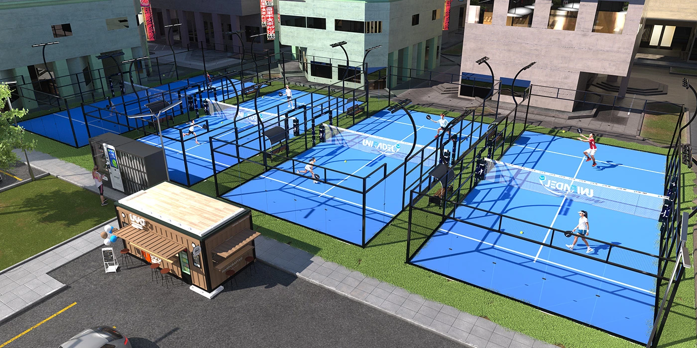 Base de pista de pádel en patio residencial