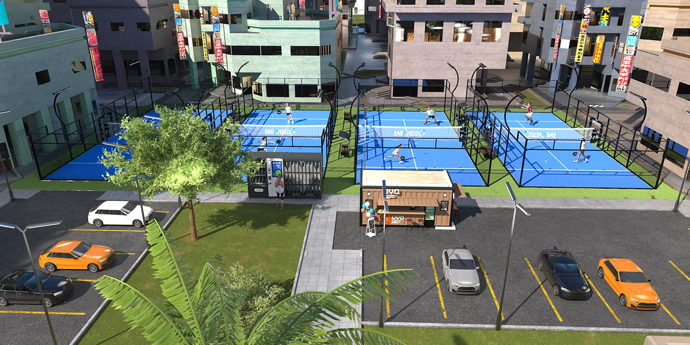 Base de pista de pádel en patio residencial