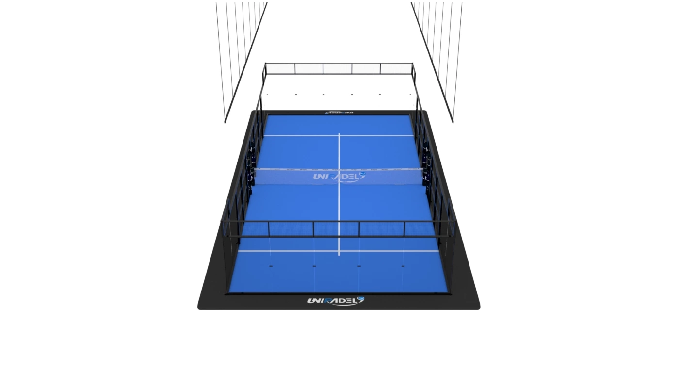 Terrain de padel intérieur avec éclairage linéaire
