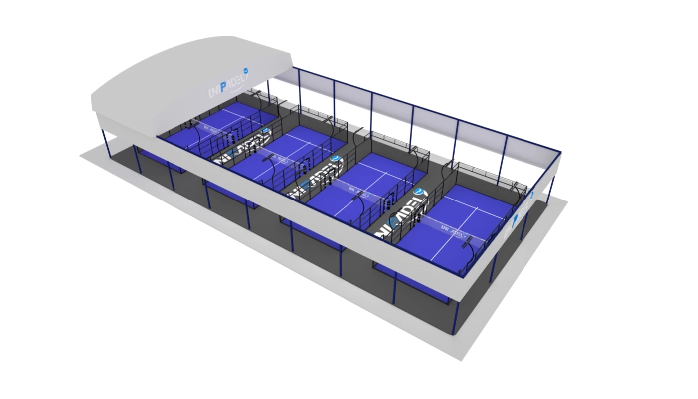 Pista de pádel con carpa eléctrica