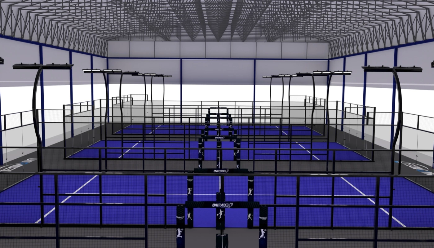 Terrain de padel sous tente électrique