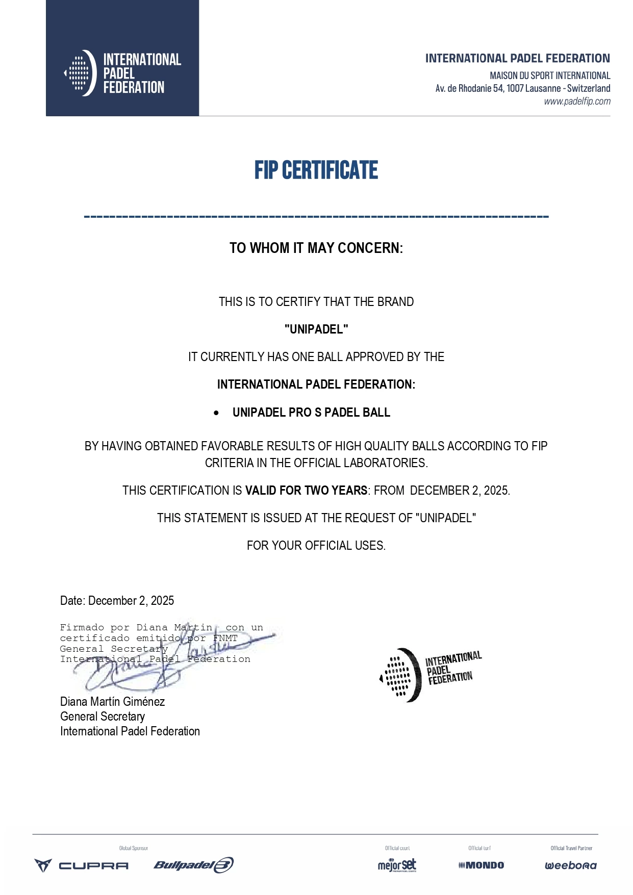 Certification FIP